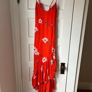 Urban Outfitters Red and White Asymmetrical Sundress